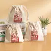 Bolsa de lino con cordón compuesto bolsa con cordón para joyería empaque de regalo bolsa de almacenamiento logo imprimible bolsa de algodón lino venta al por mayor