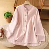 Chaqueta tipo camisa retro de ramio estilo chino nuevo para mujer, otoño, algodón y lino, botón de nudo chino tradicional, cárdigan tipo bata Zen Tai Chi para té