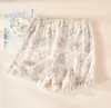 Pantalones de Dormir de Algodón Puro para Maternidad, Estilo Veraniego Delgado, de Cintura Alta, Pantalones con Soporte Ajustable para el Vientre, Shorts de Gasa de Doble Capa, No Aprietan el Vientre, Se Pueden Usar Afuera