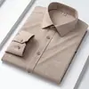 Nueva Camisa de Tela Oxford para Hombre de Primavera y Otoño, Camisa de Color Sólido Casual de Negocios, Camisa de Manga Larga de Algodón Puro con Cuello de Solapa para Hombre de Mediana Edad