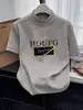 Camiseta de algodón puro de manga corta con cuello semi-alto, elegante y estilosa, para mujer, corte ajustado, casual y versátil, adecuada para otoño
