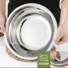 Atacado do Fabricante Tigelas de Aço Inoxidável 304 de Grau Alimentício, Tigelas de Sopa Espessadas, Pratos Redondos, Uso Comercial para Cantinas, Tigelas de Sopa, Tigelas de Arroz e Recipientes de Alimentos