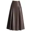Elegante falda de cuero plisada y fluida para mujer, nueva colección otoño/invierno 2026, falda de línea A de longitud media
