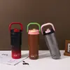 Taza térmica nueva y simple de acero inoxidable 304 con alto atractivo estético, asa, gran capacidad, popote y diseño portátil para viajar