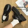 Venta de liquidación: Zapatos de Cuero Estilo Británico Martin para Mujer, Retro Versátil de Cordones Universitarios con Plataforma de Tacón Grueso, Tacón de Gato