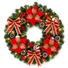 Guirlanda de Natal de Alta Qualidade com Bolas Vermelhas e Douradas e Flores de Poinsétia para Decoração de Porta, Enfeite Pendurado para Atmosfera Festiva