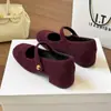 Zapatos Mary Jane Rojos de Gamuza para Mujer, Estilo Retro Nuevo Primavera, Tacón Grueso Cómodo, Boca Baja, Correa Única