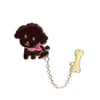 Acessórios Dos Desenhos Animados Japoneses Diversão Infantil Bonito Teddy Dou Cão Gato Cadeia Osso Óleo Dropping Metal Broche