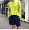 Camiseta Masculina de Manga Longa para Primavera, Verão e Outono, Branca, Fina, Estilo Coreano, Solta, Tendência, Ins, Proteção Solar, Camisa Base, Roupa Masculina