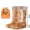 Botas de Lluvia de Gel de Caña Alta Impermeables Zapatos de Goma Botas de Agua para Mujer Adulto Largas de Moda Cocina Antideslizantes Verano