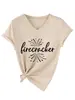 Petardo Amazon Ebay Sitio Independiente Moda Versátil Casual Camiseta de Manga Corta con Cuello en V para Mujer Camiseta Básica