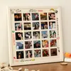 Porta-retrato criativo com múltiplos compartimentos para pendurar na parede, porta-retrato de papelão com nove compartimentos, porta-retrato de madeira maciça para graffiti DIY para crianças e casais, display de mesa