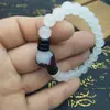 Pulsera de Jade Blanco Anti-Hetian Semilla de Bodhi Flor de Loto Pulsera de Círculo Único Wen Juega Cuentas de Buda Joyería Suministro para Lugares Turísticos Venta al por Mayor