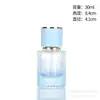 Frasco de vidro para perfume de 30ml, frasco de recarga de perfume transparente, frasco vazio com spray de pressão, frasco de amostra com cor degradê