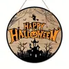 Decoración de Porche Exterior de Calabaza de Halloween Acción de Gracias de Granja Pared Interior Madera Rústica Colgante Puerta Señal de Bienvenida