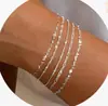 Nuevo Pulsera de Oro de 14K Estilo Ins de Amazon Pulsera de Zirconia Cadena de Perlas Millet Pulsera de Tres Piezas Tendencia Elegante