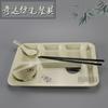 Vajilla de Porcelana Imitación Loto Verde Comedor Comedor Plato Hondo de Seis Divisiones Puntos Plato de Comida Rápida Plato de Cena de Melamina Plástica Plato Rectangular
