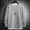 Suéter Waffle Direto da Fábrica Masculino Outono Inverno Forrado com Fleece Falso Duas Peças Camiseta de Manga Longa Camisa Base Primavera Outono Casual Top