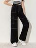 Amazon Aliexpress Jeans Workwear de Cor Contrastante 2025 Novo Y2K para Meninas e Adolescentes