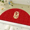 Alfombra de pelo de cristal semicircular roja Felpudo de Año Nuevo apertura de puerta de entrada alfombra de suelo publicitaria roja felpudo alfombra de suelo absorbente