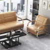 Sofá de oficina moderno y sencillo, sofá individual de recepción para negocios, sofá de tres plazas de cuero sencillo y juego de mesa de café
