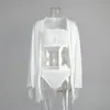 Conjunto de Tres Piezas de Bata, Ropa Interior y Shorts para Comercio Exterior Transfronterizo, Estilo Europeo y Americano, Nuevo Tejido de Punto para Pijama Primavera 2025, Ropa de Casa para Mujer