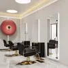 Estación de Espejo para Salón de Peluquería Famoso en Internet, Espejo para Salón de Peluquería, Espejo Especializado para Cortar el Cabello para Salones, Diseño Simple con Luz LED, Espejo de una Sola Cara Montado en la Pared
