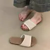Sandalias tejidas huecas de estilo bohemio para mujer Verano 2025, Pantuflas planas de suela suave para vacaciones y uso en exteriores