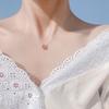 Collar de cuerpo entero de plata esterlina s925 con forma de gato y fresa, estilo coreano, con cadena de clavícula y flor de melocotón, estilo simple y lindo para estudiantes Mori