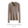 Nuevo Otoño/Invierno 2026 Suéter de Punto Sólido Simple 100% Cachemira con Cuello Polo para Mujer