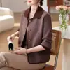 Cardigan Novo Estilo Outono e Inverno Lã Dupla Face Top Feminino Roupa para Mãe Jovem Tricô Estilo Coco Chanel Peça de Exterior Suéter Estiloso