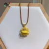 Collar Colgante de Calabaza con Lazo Dorado Cepillado Vietnamita con Diseño Hueco de Pedrería, Cadena Versátil para Clavícula