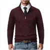 Amazon Transfronterizo Otoño e Invierno Suéter Cardigan de Cuello Alto para Hombre Chaqueta Gruesa Cálida con Forro Polar Estilo Europeo y Americano Prendas de Punto Ropa de Abrigo