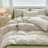 Juego de cuatro piezas de algodón puro estilo Mori Cubierta de edredón individual de algodón Ropa de cama Dormitorio Sábana de tres piezas Juego para las cuatro estaciones