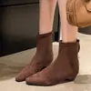 Botines de punta para mujer estilo coreano que aumentan la altura, nueva colección otoño/invierno 2026, versátiles y elegantes para ir al trabajo, con cierre de cremallera trasera y efecto adelgazante