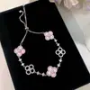 Elegante Pulseira de Trevo da Sorte de Quatro Folhas com Madrepérola Natural, Deslizante, para Mulheres, Joia de Mão Floral de Luxo Leve, High-End