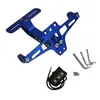 Soporte Plegable Telescópico Universal de Aleación de Aluminio CNC para Matrícula de Motocicleta con Luz y Soporte para Luz Trasera para Motocicletas Transfronterizas