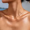 Aço Titânio Revestido PVD Corrente Reta Losangular Camadas Toque de Luxo Cruzada Camada Dupla Colar de Aço Inoxidável para Mulheres Joias que Não Desbotam