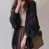 Cárdigan de Punto Mohair de Largo Medio con Manga Farol para Mujer, Verano, Holgado, Relajado, Delgado, Chal Exterior