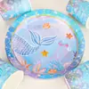 Set de Artículos para Fiesta de Cumpleaños Temática de Sirena Mantel Banderines Platos Desechables Vasos de Papel Cuchillo Tenedor Cuchara Mesa