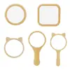 Producto Nuevo Popular, Espejo de Maquillaje de Bambú y Madera Mini Simple Conveniente, Lindo y Compacto, Se Pueden Grabar Varias Especificaciones