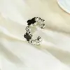 [Personalizado] Anillo de Trébol de Cuatro Hojas con Circonita Chapado en Oro Cobre para Mujer, No se Desvanece, Lujo Accesible Diseño de Nicho Anillo Abierto Venta al por Mayor