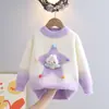 Suéter Infantil e para Meninas Suéter de Veludo Mink Outono e Inverno Estilo Ocidental Estrela de Cinco Pontas Engrossado Camiseta Básica para Bebê Menina Tendência