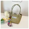Bolsa de Praia Transfronteiriça Feminina Nova Primavera 2025 Cesta de Legumes Bolsa de Mão Moda Bolsa de Palha Trançada à Mão