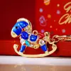 Llavero de Coche Pequeño Caballo del Zodiaco Chino con Diamantes, Colgante de Bolso de Metal para Hombres y Mujeres, Llavero, Regalo Festivo del Año del Caballo