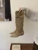 Botas de Camurça Apontadas até o Joelho Femininas 2026 Chegada Nova de Outono Botas com Salto Embutido Fosco Emagrecedoras Elegantes Botas de Cavaleiro Femininas