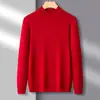 Suéteres de Lana de Gama Alta para Hombre Otoño e Invierno, Suéteres de Cachemir de Color Sólido con Cuello Redondo, Camisas de Punto para Capas Interiores, Suéteres Cálidos