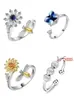 Anillo Giratorio de Plata Tailandesa para la Ansiedad Anillo para el Dedo Índice Multi-Círculo Cuentas de Transferencia Auspicioso Transferencia Moda Coreana Regalo para Novia