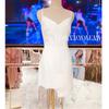 Verano 2021 Nuevo Cuello en V Tirantes Pedrería Flecos Bajo Personalizado Sexy Club Nocturno Elegante Diosa Vestido de Cadera