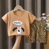 Ropa para niños Conjunto de manga corta para niños Camiseta de algodón Conjunto de dos piezas Ropa para bebés Ropa coreana para niños